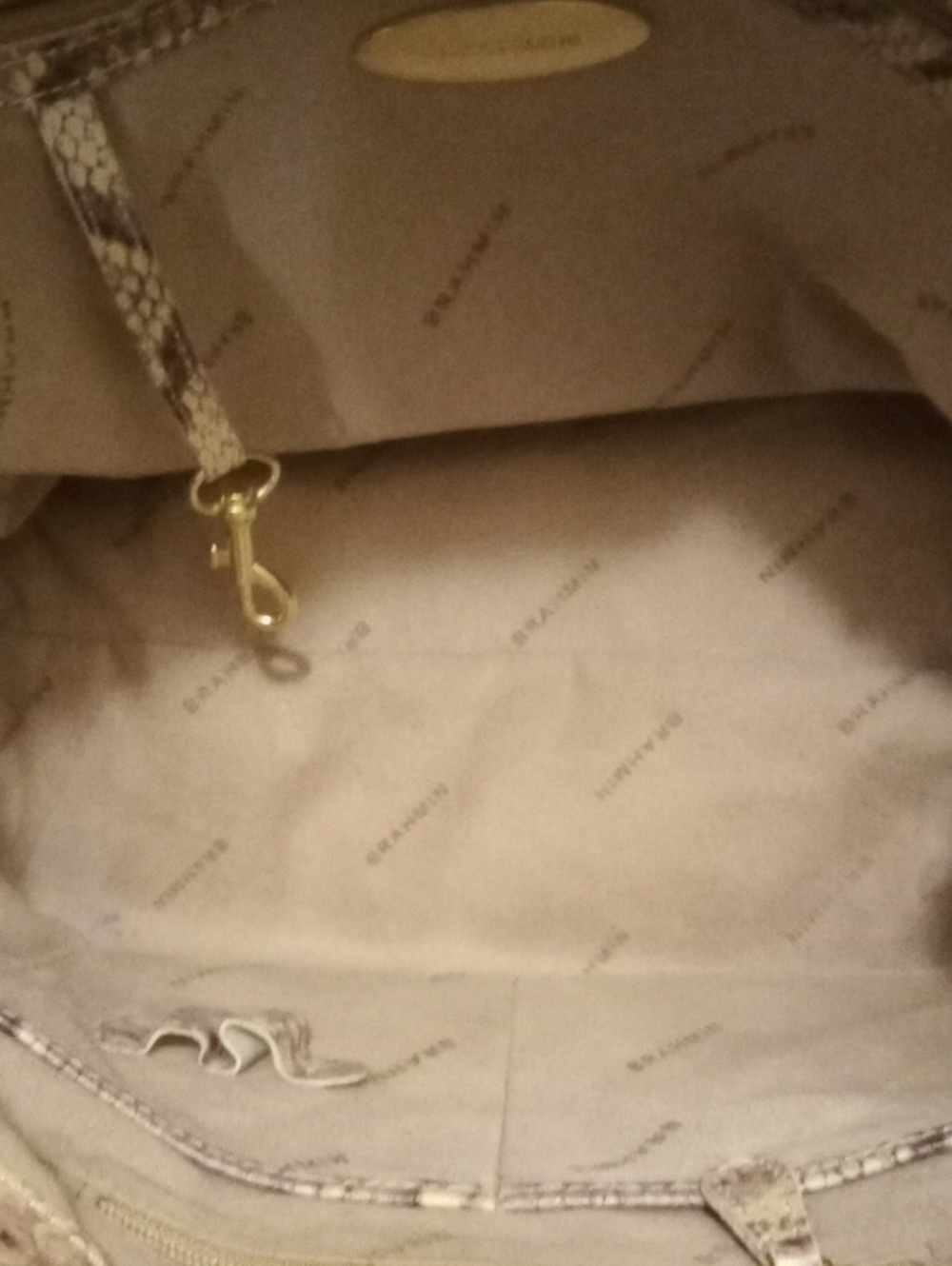 Brahmin Vintage Leather Satchel.Brown And Cream Snakeprint - Picture 10 of 15